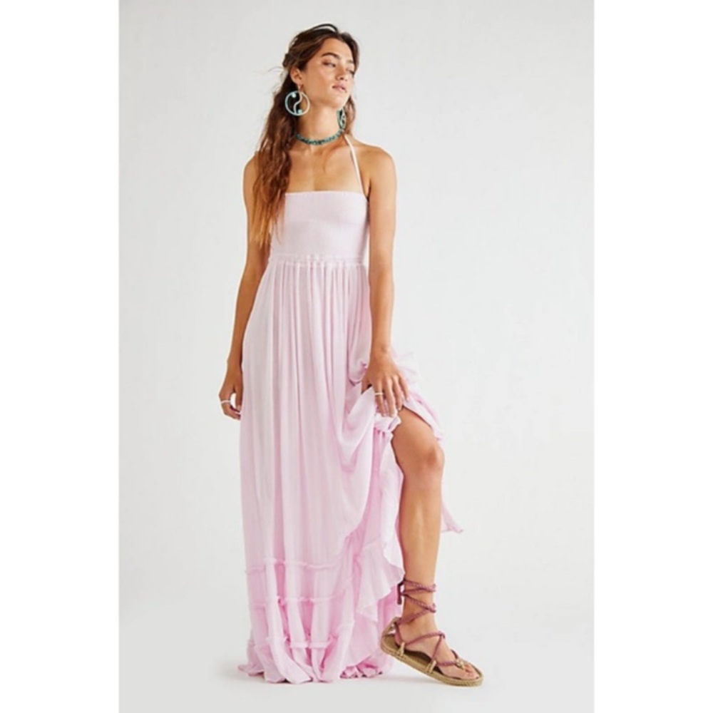 Free People Extratropical Pink Lilac Open Back Maxi Dress Women
